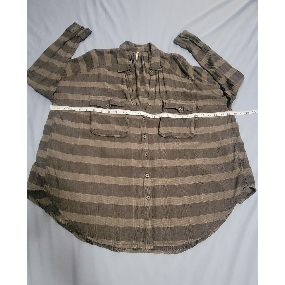 Free People Plaid Shirt Button down W/Pockets Oversized Size Small - Picture 8 of 8